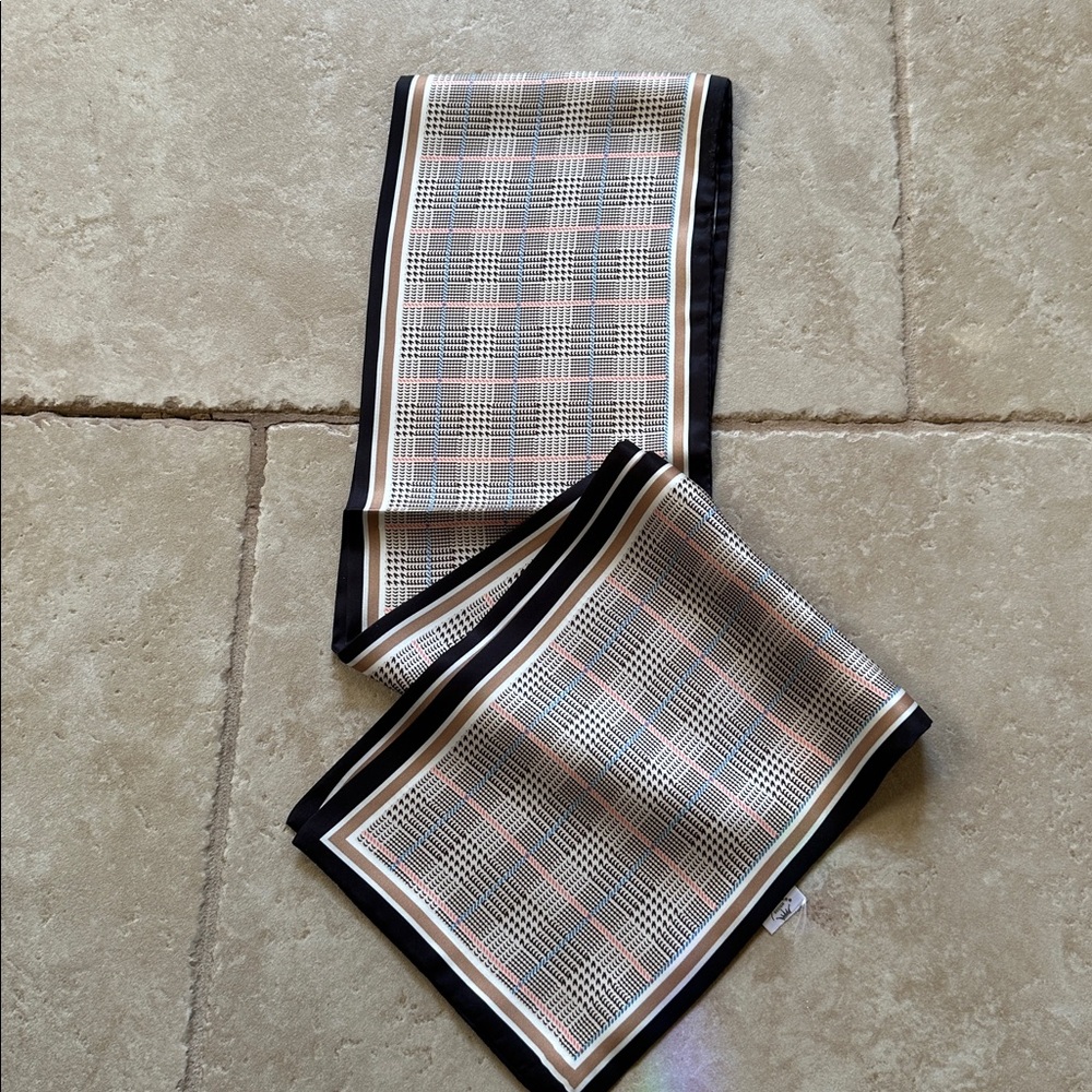 Plaid silky scarf. Never worn, new